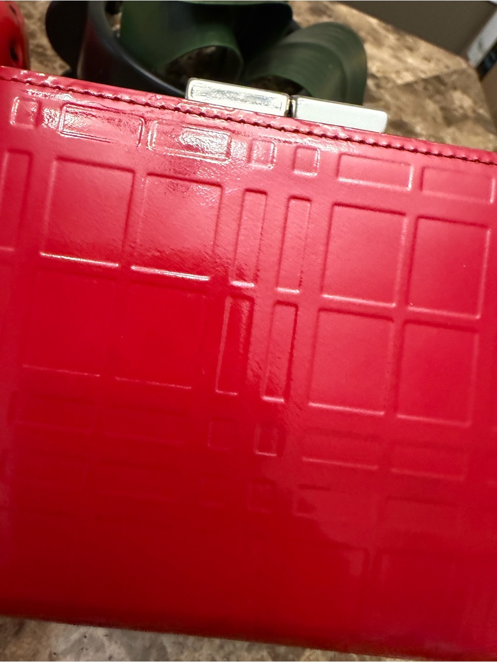 Authentic Burberry Shadow Check Patent Leather Kiss Lock Wallet - Picture 7 of 14